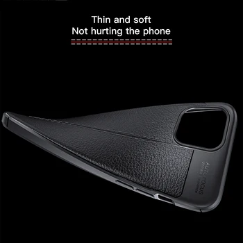 KEYSION Telefón puzdro pre iPhone 12 12 Mini Litchi kožené textúrou TPU silikónové Shockproof Čierny Kryt pre iPhone 12 Dec 12 Pro Max