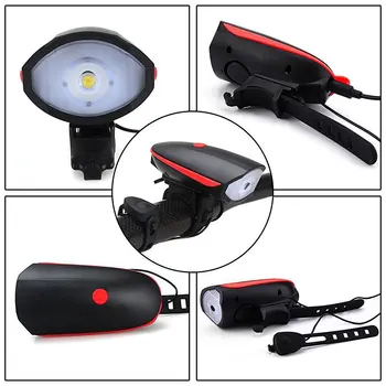 KHLITEC USB Nabíjateľné Svetlo na Bicykel predné svetlo Lampy Led MTB Bycicle Svetlo 140 db Horn Bike Bell Vodotesný, Baterka Svetlomet