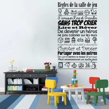 Kililaya Samolepky na Stenu Muraux Les Regles De La Salle De Jeux DIY Vinyl Dekor Obtlačky nástenná maľba Chlapec, Dievčatá, Deti Spálne Dekorácie