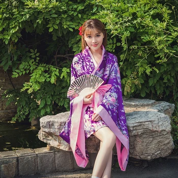 Kimono Šaty Kwaii Dievčatá Lolita Japonský Štýl Yukata Kvetinový Tlač Luk-uzol Dievča Sakura Haori Fantázie Sexy Anime Cosplay Kostým
