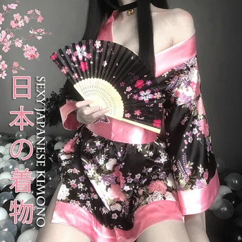 Kimono Šaty Žena Sakura Japonský Štýl Geisha Kostým Sexy Župan Yukata Pyžamá Dievča Sexy Spodnú Bielizeň Nightgowns Oblečenie Strany