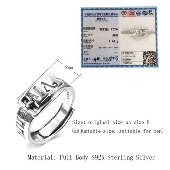 Kinel 2020 Nový Vintage Prsteň Reálne 925 Sterling Silver Punk Otvorený Dizajn Opasku Strieborný Prsteň pre Ženy Strany Šperky, Darčeky