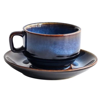 KINGLANG 180ml hlboké modré Keramické Šálku Kávy Tanier Nastavenie Vysokej Čaj, Espresso Tureky Šálku Kávy