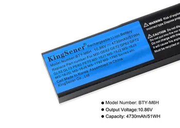 KingSener BTY-M6H Notebook Batéria Pre MSI GE62 GE72 GP62 GP72 GL62 GL72 GP62VR GP72VR PE60 PE70 MS-16J2 MS-16J3 MS-1792 MS-1795
