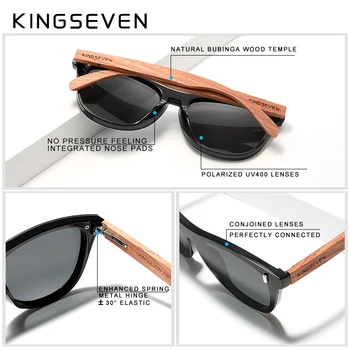 KINGSEVEN Patentovaný Dizajn Dreva Bubinga slnečné Okuliare Retro Integrované Polarizované pánske Prírodné Drevené Okuliare Príslušenstvo N5510