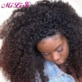 Kinky Afro Kučeravé Clip In Ľudské Vlasy Rozšírenia Brazílsky Clip-In Plnú Hlavu, 8 Ks/Set 120 G Remy Vlasy Mi Lisa Nautral Farba 3B 3C