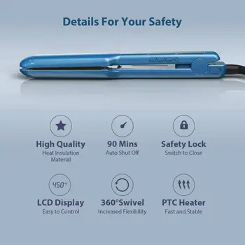 KIPOZI Pro Nano Titanium Ploché Železo Hair Straightener s Digitálny LCD Displej Duálne Napätie Okamžité Kúrenie kulma 360