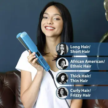 KIPOZI Pro Nano Titanium Ploché Železo Hair Straightener s Digitálny LCD Displej Duálne Napätie Okamžité Kúrenie kulma 360