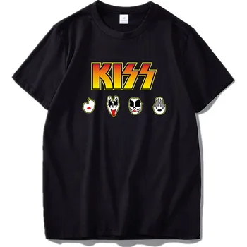 Kiss Kapela Tričko Rock & Roll Tričko Bavlna, Krátky Rukáv Bežné EÚ Veľkosť Čierny Čaj Topy
