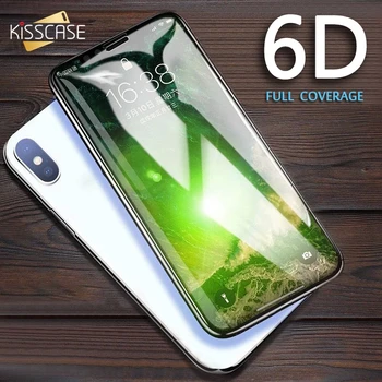 KISSCASE 6D Tvrdeného Skla pre iPhone X XR XS Max Uhlíkových Vlákien Screen Protector Pre iPhone 6 6 7 8 Plus Plné Pokrytie Telefón