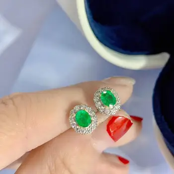 KJJEAXCMY jemné šperky prírodné Emerald 925 sterling silver ženy náušnice nové Ušné Štuple podporu test classic