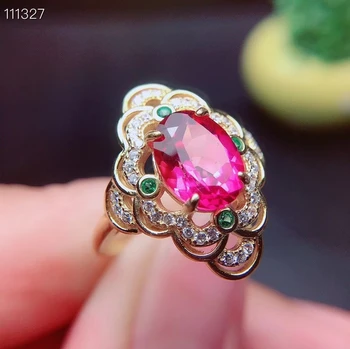KJJEAXCMY jemné šperky prírodné ružové topaz 925 sterling silver nastaviteľné drahokam ženy krúžok podporu test šľachtických