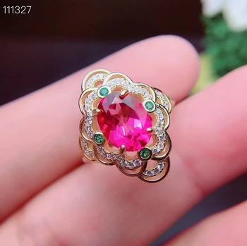 KJJEAXCMY jemné šperky prírodné ružové topaz 925 sterling silver nastaviteľné drahokam ženy krúžok podporu test šľachtických