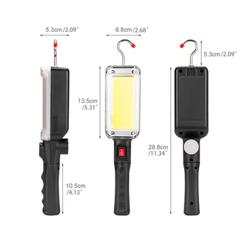 KLAS USB Nabíjateľné LED Pracovné Svetlo Háčik, Magnet Camping Lampy Prenosné Svietidlo 18650 Baterka Pochodeň Nepremokavé Zvýraznite
