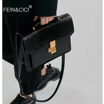 Klasické klapka box kapsičky kabelky ženy messenger taška animal print alligator pu kožené čierne bežné crossbody taška cez rameno 2020
