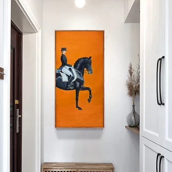 Klasické Moderné Orange dostihov Plátno Tlačiť Maľovanie Plagátu Chladný Múr Umenia obrazov na Stenu pre Entryway Miestnosti Dekorácie