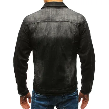 Klasické pánske denim jacket najnovšie retro dlhým rukávom prekladané jednoduché denim tričko streetwear voľné pohode denim jacket muž