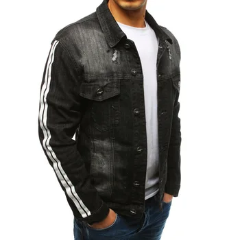 Klasické pánske denim jacket najnovšie retro dlhým rukávom prekladané jednoduché denim tričko streetwear voľné pohode denim jacket muž