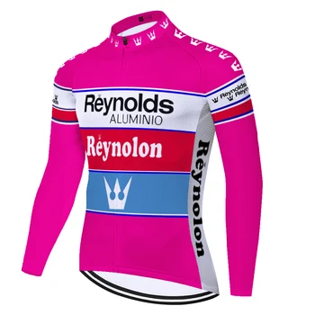 Klasické Reynolds maillot cyclisme retro letné jarné Kolo Oblečenie rýchle suché Bicykli s dlhým rukávom tricotas hombre ciclismo