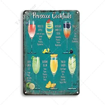 Klasický Cocktail Plagáty Kovové Značky Mojito Martini Vintage Doska Muž Jaskyňa Bar, Pub Club Stenu Dekoratívnych Dosiek Domova