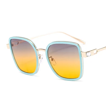 Klasický štvorcový rám slnečné okuliare ženy muži Luxusné gradient jelly šošovky, slnečné okuliare Roztomilý pláži jazdy Dámske okuliare uv400 gafas