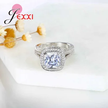 Klasický Štvorcový Zirkón Snubné Prstene pre Ženy Šperky Pevné 925 Sterling Silver Zásnubné Prstene Žena Anel Bijoux Darček