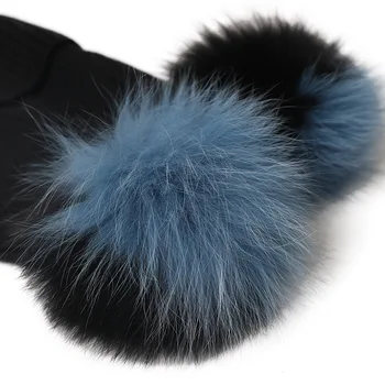 KMS Jeseň Zima Cashmere modrej a čiernej farby zodpovedajúce dvojité vlny loptu pletené klobúk teplé, mäkké a pohodlné 23*24 CM/69G