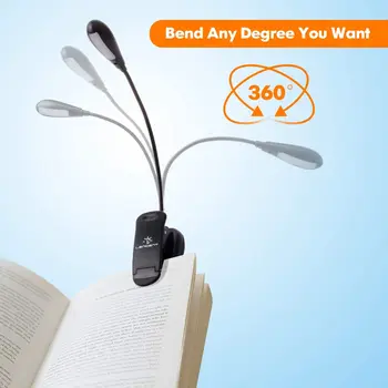 Kniha Svetlo USB Nabíjateľné Flexibilné 1W 3 LED Klip Čítanie Nočné Svetlo stolná Lampa Stolná Nočné Svietidlo