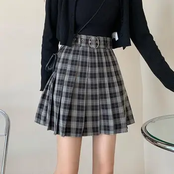 Kockované Sukni, Skladaný Mini Sukne Harajuku Grunge Zimné Jeseň Ženy Sukne Gotický Streetwear Vysoký Pás Módne Krátke Sukne