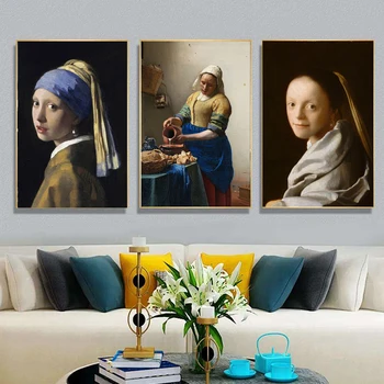Kolekcia Obrazov Johannes Vermeer Dievča s Pearl Náušnice obrazov na Stenu pre Obývacia Izba Frameless Zrkadlá