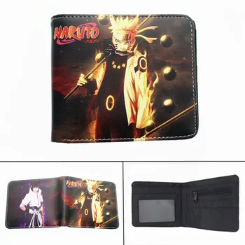 Komiksu, Anime Naruto Sasuke PU Peňaženky Bifold Fotografiu Držiteľa Karty Vrstvy Študent Mince Vrecku kožené pánske, dámske Krátke Peňaženky