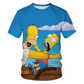Komiksu, Anime Simpsons 3D Tlač Módne pánske a dámske Krátky Rukáv T-shirt Mäkkého Materiálu Vonkajšie Bežné Voľné pánske T-shi