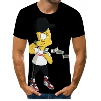 Komiksu, Anime Simpsons 3D Tlač Módne pánske a dámske Krátky Rukáv T-shirt Mäkkého Materiálu Vonkajšie Bežné Voľné pánske T-shi