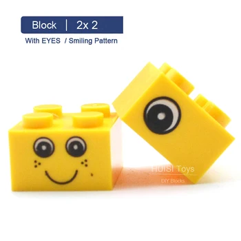 Kompatibilný S Klasickým Bloky Plastové Buidling Tehly Časti 2x2 Body S Očami s Úsmevom Vzor Kreatívne Hračky DIY 50pcs/veľa