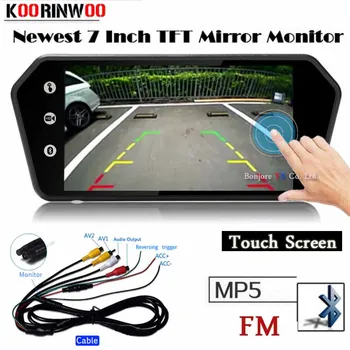 Koorinwoo Auto 7 Palcový bluetooth TFT LCD Farebný Zrkadlo Monitor Video MP5 Prehrávač Diaľkové Ovládanie Auta Spätného Chodu Camera Späť