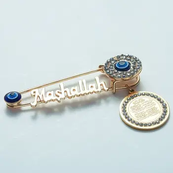 Korán Verše Štyri Qul Suras Mashallah Crystal Brošňa Moslimských Islam Dieťa Brošňa Pin Amulet Príslušenstvo Šperky