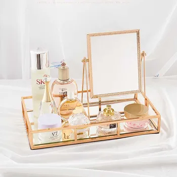 Kov Zlatý Okraj Dekoratívne Zrkadlá Lady Ploche Krásy Make-Up Zrkadlo, Toaletný Stolík Márnosť Princezná Zrkadlo Domáce Dekorácie