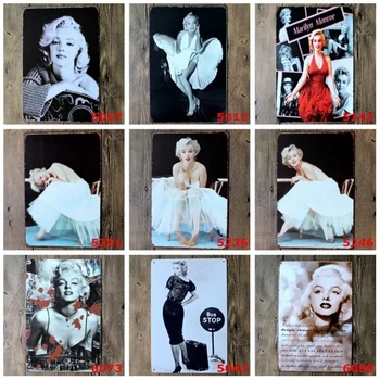 Kovov Cín Znamení Umenia Marilyn Monroe Vintage Retro Hollywoodskych Filmov Film Pop 20x30CM