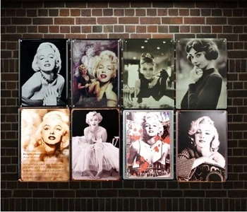 Kovov Cín Znamení Umenia Marilyn Monroe Vintage Retro Hollywoodskych Filmov Film Pop 20x30CM