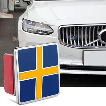 Kovové Auto Gril batožinového priestoru švédskej Vlajky Embelm 3D Pre VOLVO S80 S90 C30 C60 C70 XC40 XC60 XC70 XC80 XC90 Odznak Mriežka Nálepky Luxus