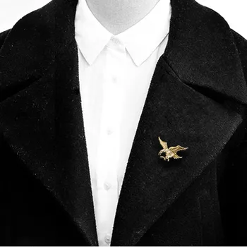 Kovové Brošne Eagle pánske Oblek Odznak Zvierat Golier Kolíky High-grade Jemná Kvalita Vintage Brošňa Bežné Klasické Trendy Unisex