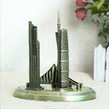 Kovové Guangzhou Veža Liede Most Orientačný Bod Budovy Model Remeselné Cestovného Ruchu Mesta Suvenír Domov Stôl Office Dekorácie