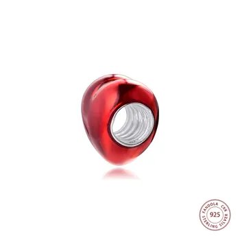 Kovové Červeným Srdcom Charms Hodí Pandora Náramok Originál 925 Sterling Silver Kovové Korálky DIY Šperky Čo 2021 Valentines