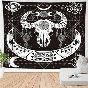 Koza lebky indickej české tém hippie stene visí mesiac gobelín black mandala stenu boho tapices decoración