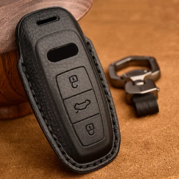 Kožené Kľúča Vozidla Prípade Kryt Držiaka Fob pre Audi Q8 C8 A6 A7 A8 2018 2019 Auto Styling Držiteľ Remote Shell Príslušenstvo Ochrana