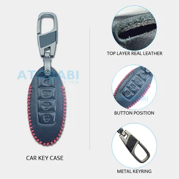 Kožené Kľúča Vozidla Prípade Na Nissan Murano Maximá Pathfinder Rogue Naopak 370Z Sentra Altima Infiniti Diaľkové Fob Kryt Keychain Pokožky