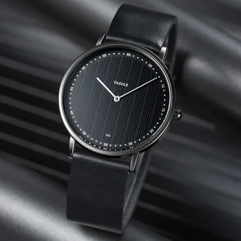 Kožené Mužov Športové Hodinky Náramkové hodinky YAZOLE Top Značky pánske Luxusné Hodinky Quartz Business Jednoduché Relogio Masculino Reloj Hombre