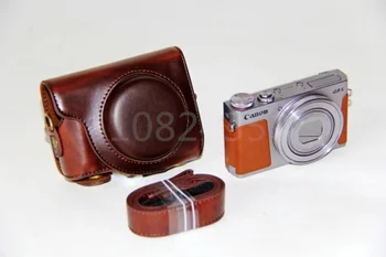 Kožené puzdro digitálny Fotoaparát Taška pre Canon G9X G9 X G9 X Mark II G9X2 chránič Kryt S ramenný Popruh
