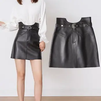 Kožené sukne pancil mini sexy krátke sukne Módne dámske oblečenie v roku 2020 zábal kórejský blcke vysoký pás sukne