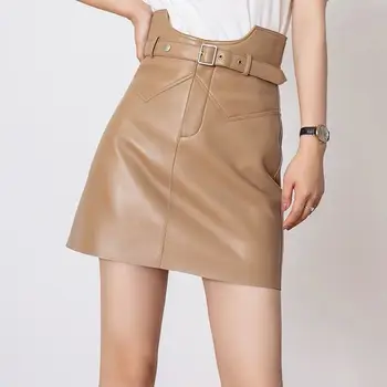 Kožené sukne pancil mini sexy krátke sukne Módne dámske oblečenie v roku 2020 zábal kórejský blcke vysoký pás sukne